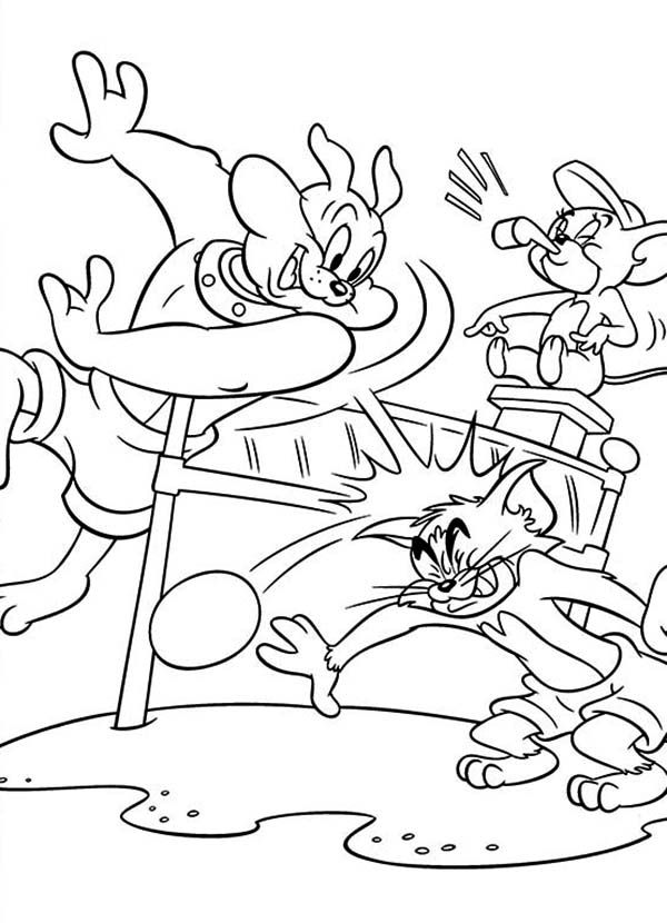 Spike Hit Tom Head with Volley Ball in Tom and Jerry Coloring Page ...