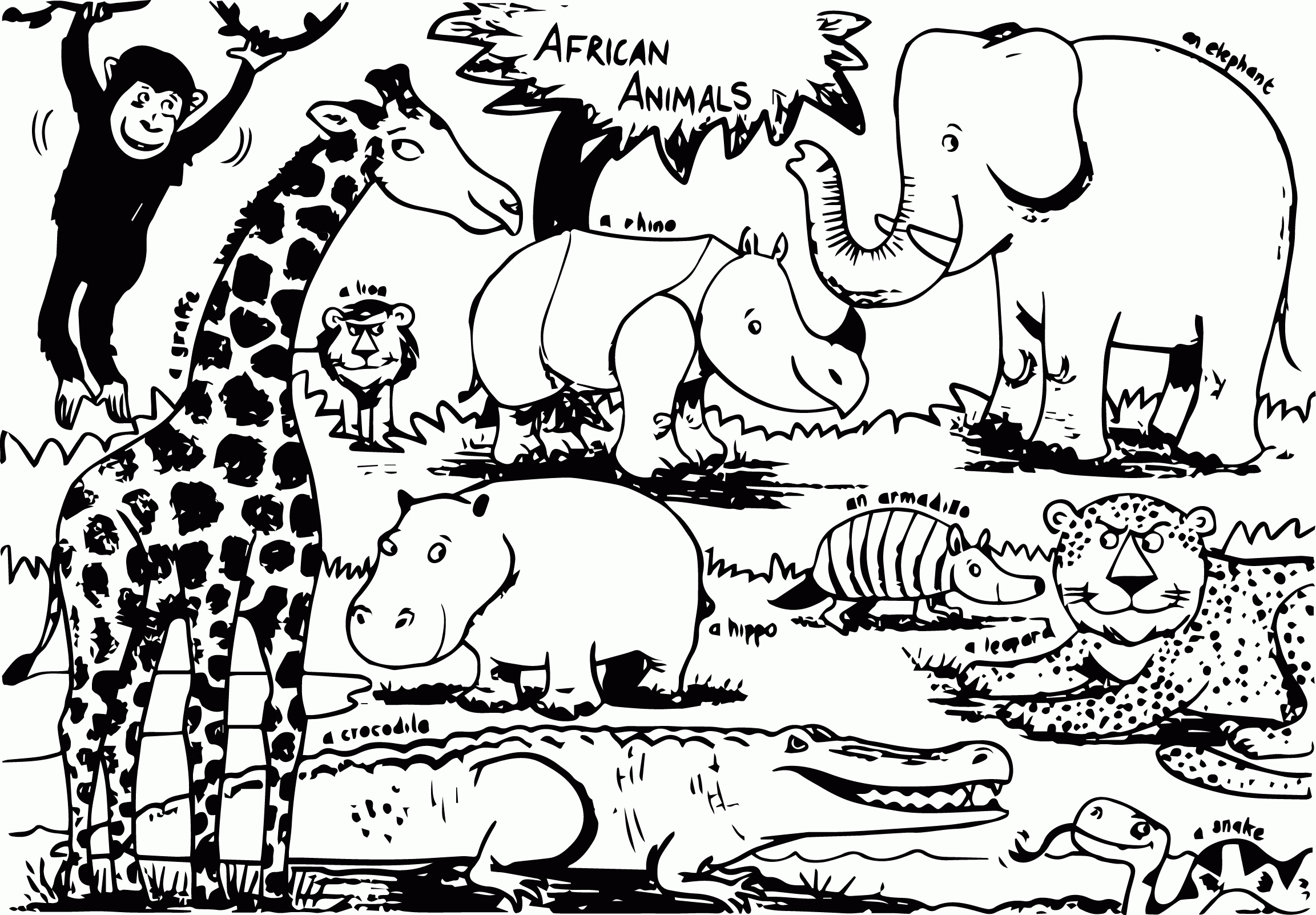 Coloring Page African Animals