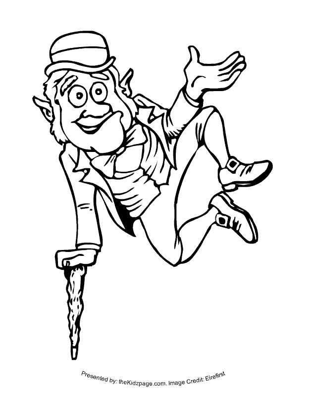 Jumping Leprechaun - Free Coloring Pages for Kids - Printable 