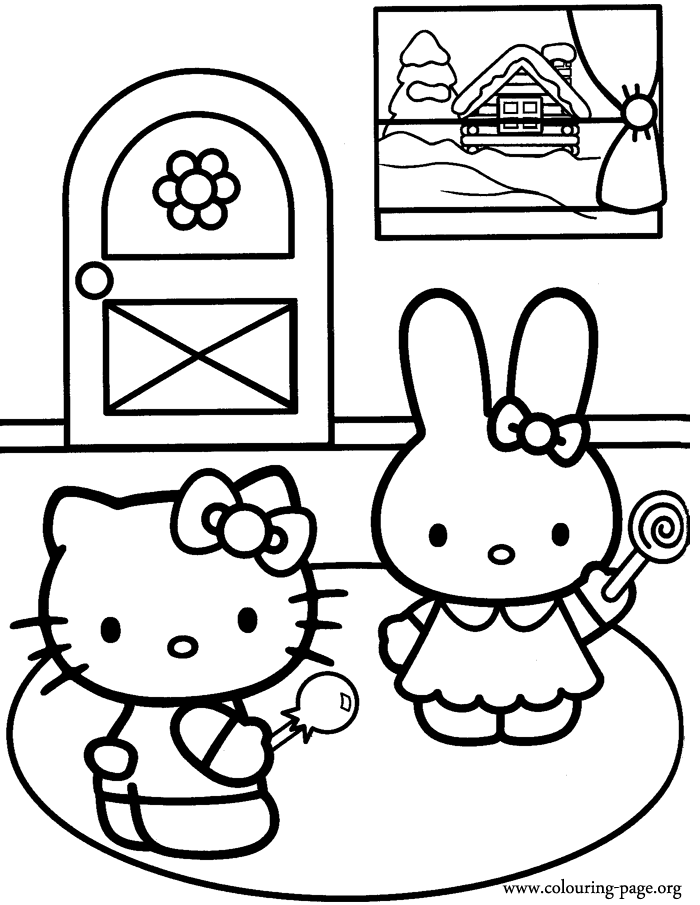 Hello Kitty - Hello Kitty and Cathy coloring page