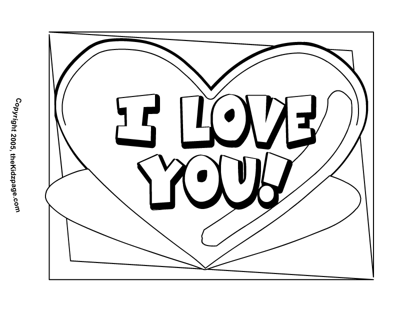 valentines day love you heart coloring pages for kids