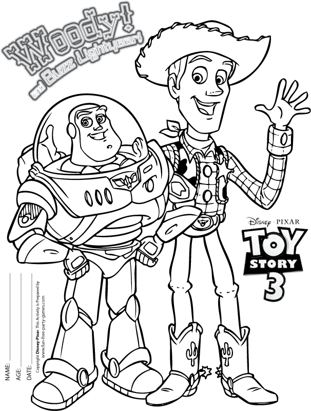 Toy Story Coloring Pages Free: Woody and Buzz You've Got a Friend 