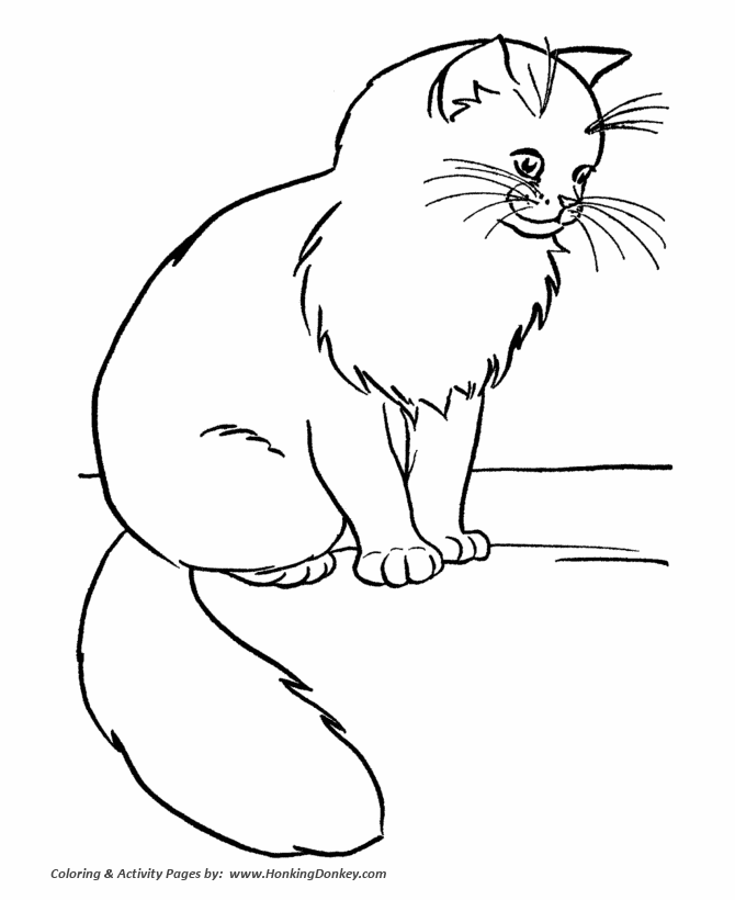 Cat Coloring Pages | Printable Watchful mouser cat Cat Coloring Page |  HonkingDonkey