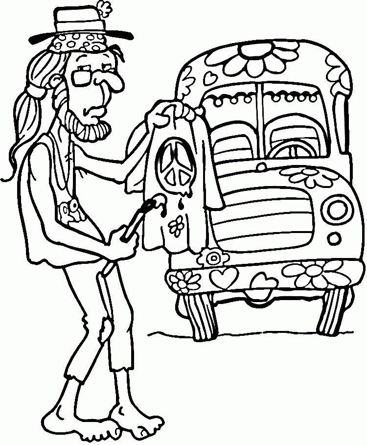 Hippie Coloring Pages | Coloring Pages
