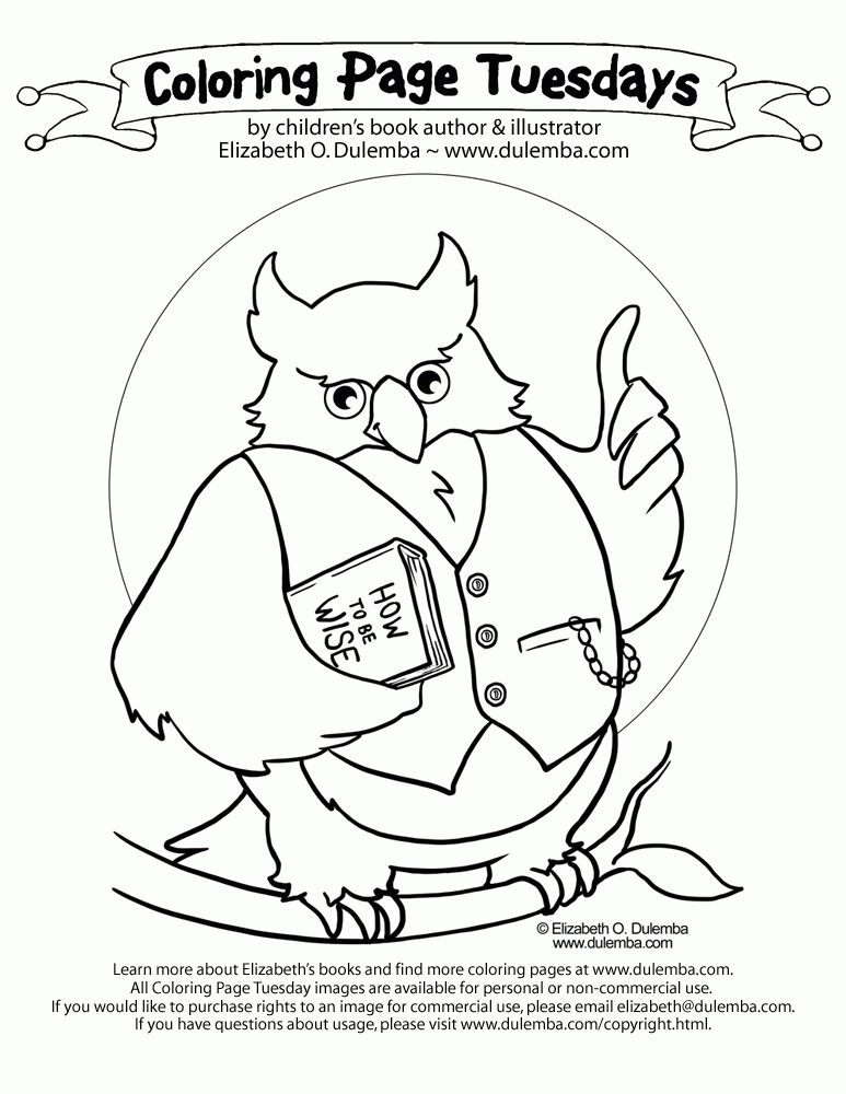 dulemba: Coloring Page Tuesday! - Wise Owl