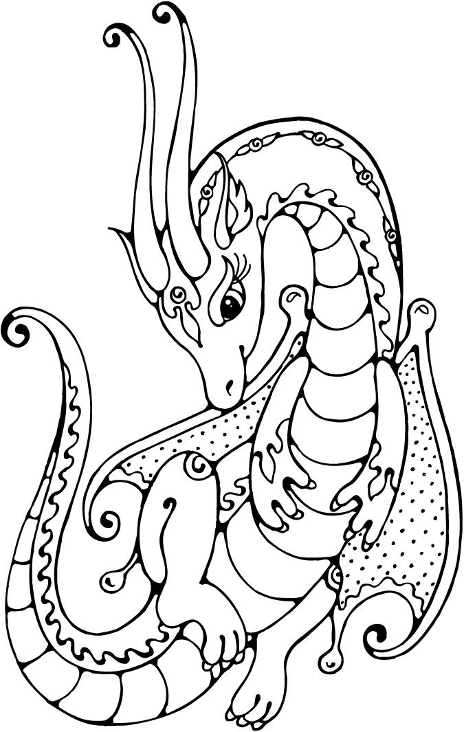 printable dragon coloring pages - Clip Art Library