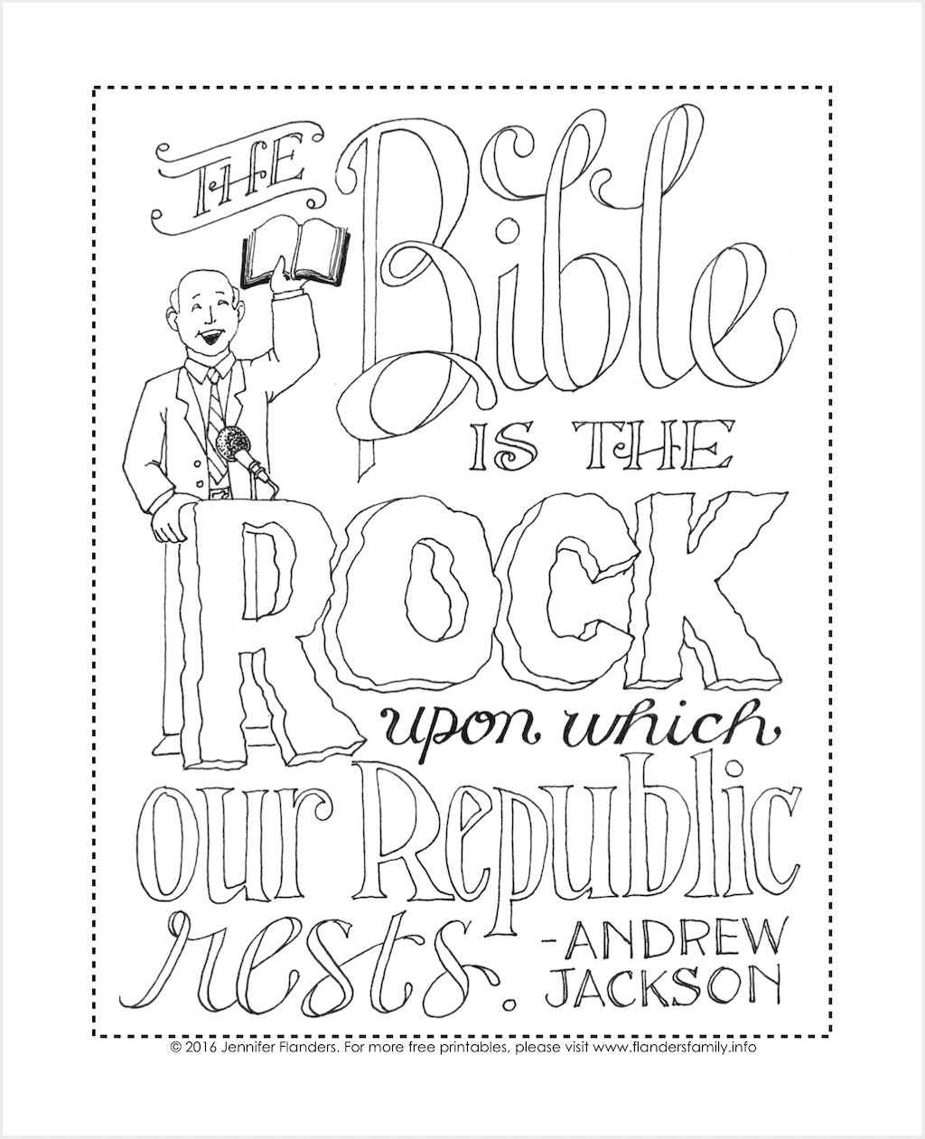 Andrew Jackson Quote Coloring Page - Flanders Family Homelife