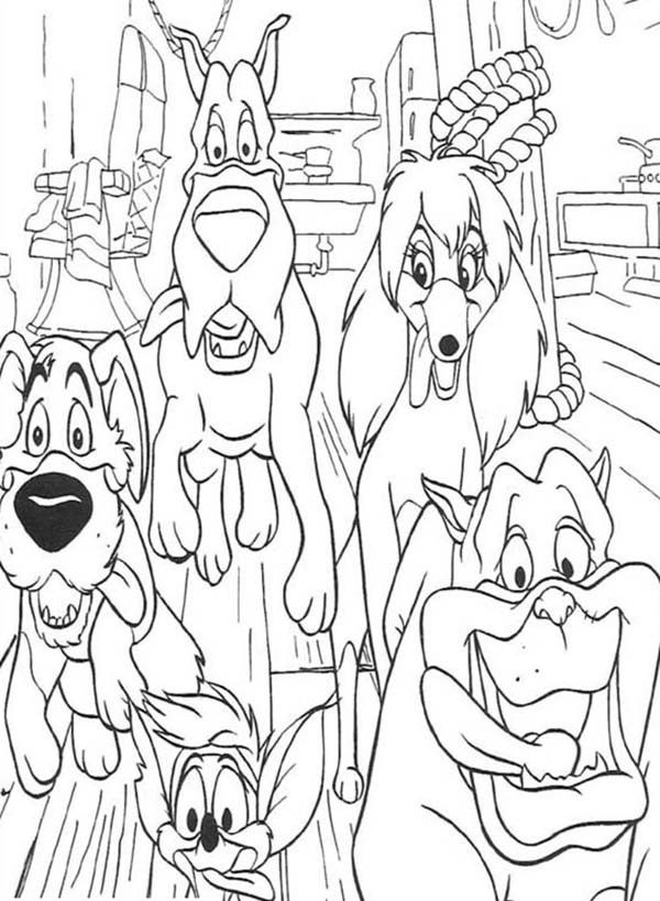 All Characters Stunning Face in Oliver and Company Coloring Pages ...