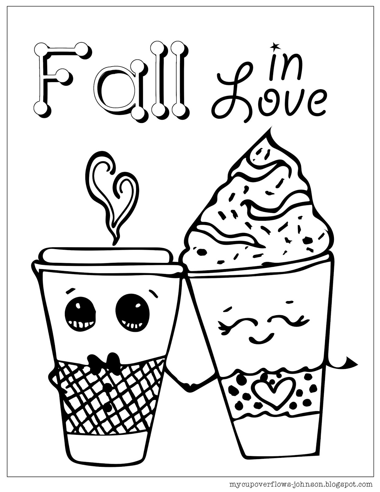 My Cup Overflows: Fall in Love Coloring Page