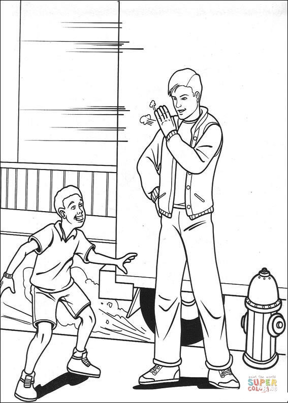 Peter Parker and a boy coloring page | Free Printable Coloring Pages