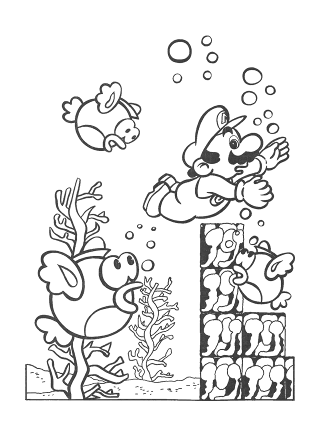Mario Bros Coloring - Coloring Pages for Kids and for Adults