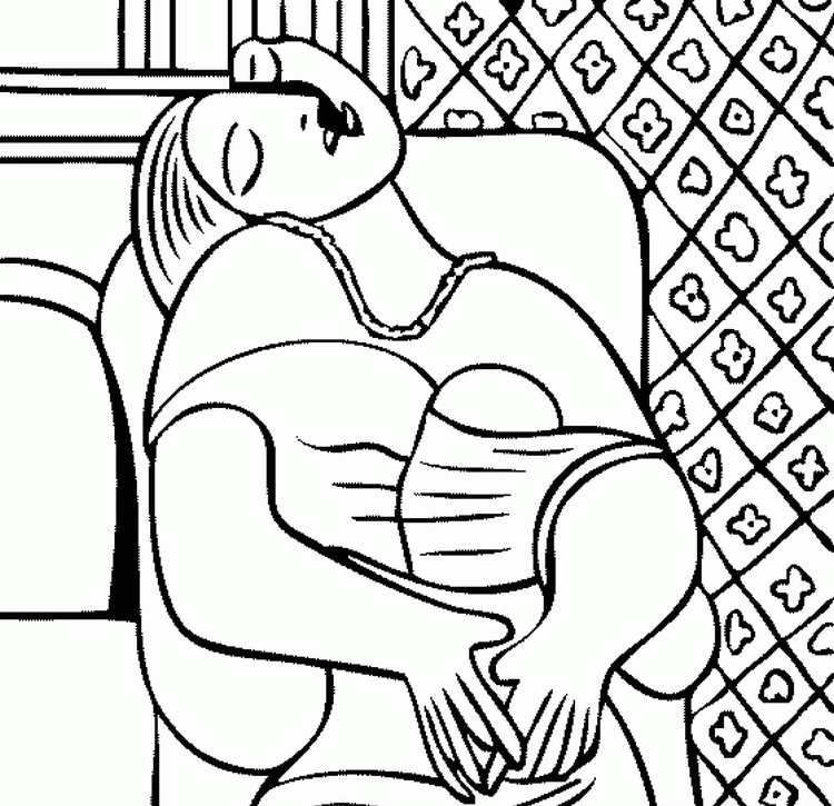 Adult coloring page Picasso : The Dream 6