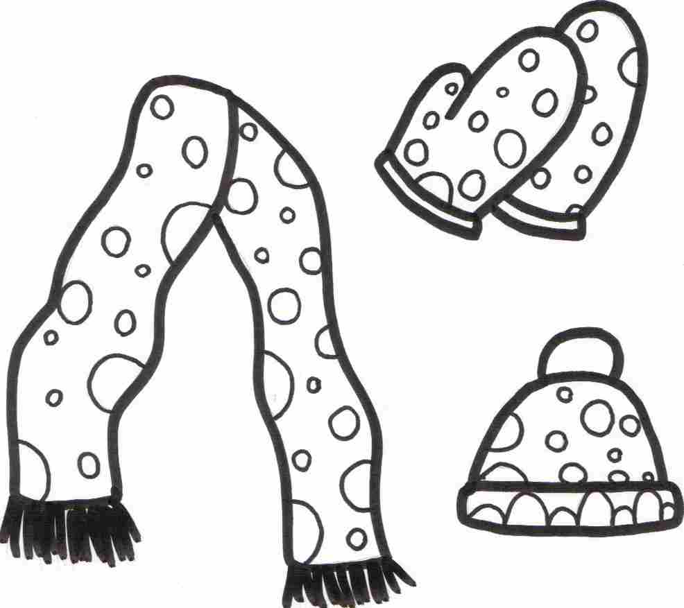 Winter Clothes Coloring Pages Beanie Mitten And Scarf   Winter ...