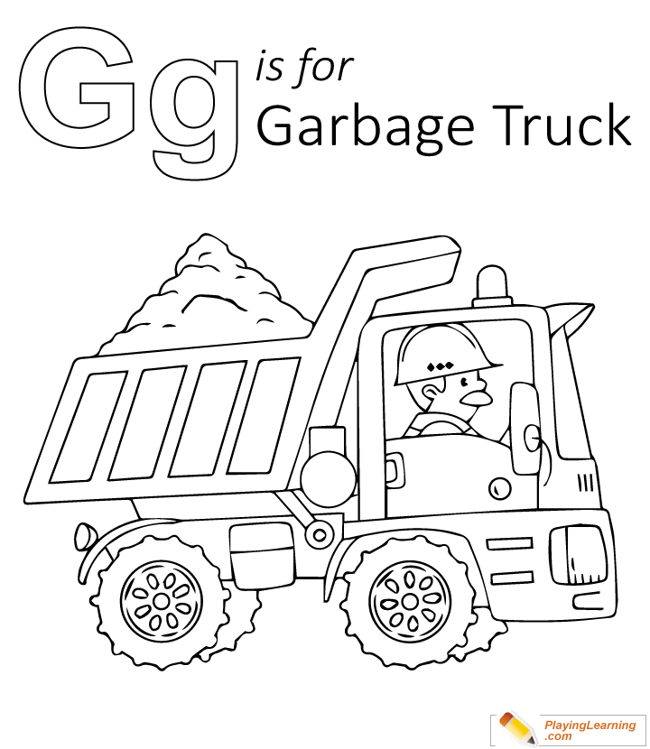 G Is For Garbage Truck Coloring Page 02 | Free G Is For Garbage Truck  Coloring Page