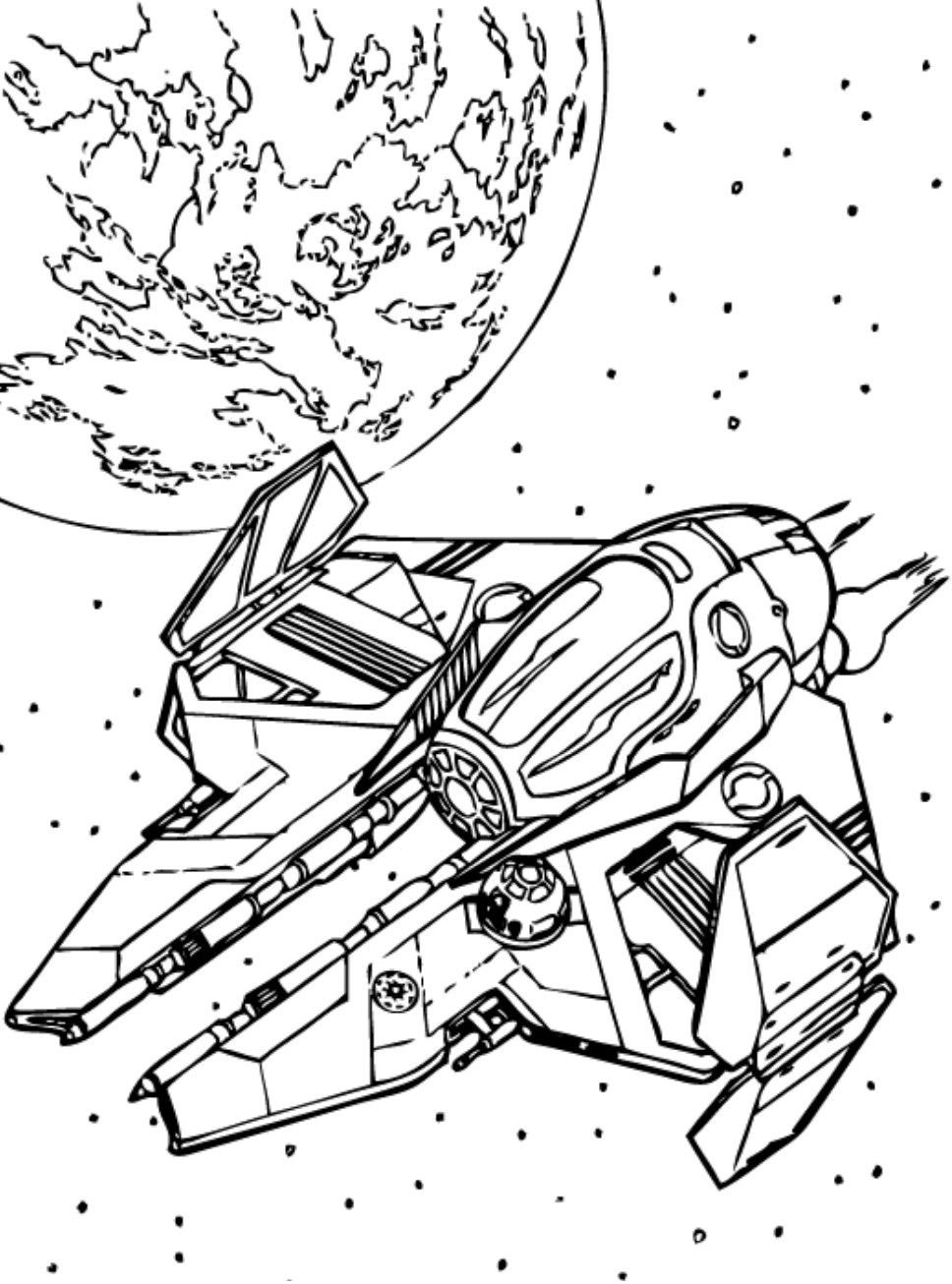 Jedi Starfighter Of Obi Wan Kenobi Coloring Page - Free Printable Coloring  Pages for Kids