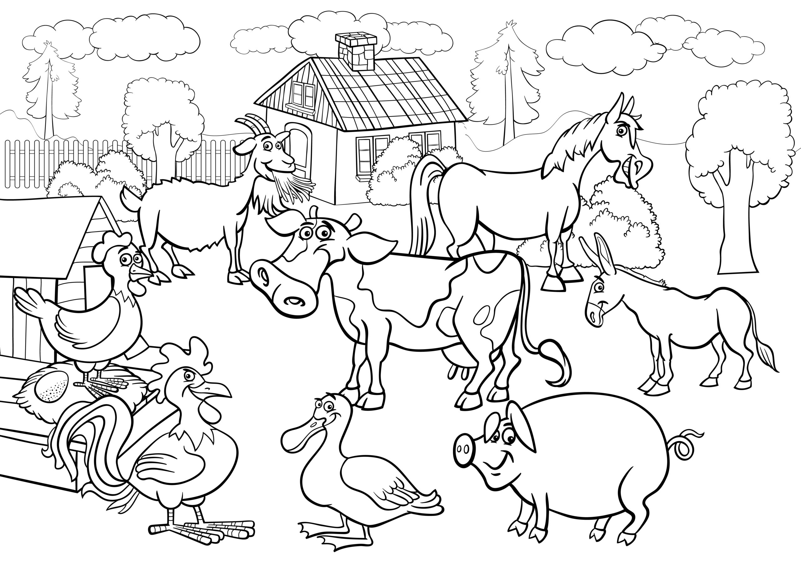 Printable Farm Coloring Pages For Kids. That Farm needs some color!
