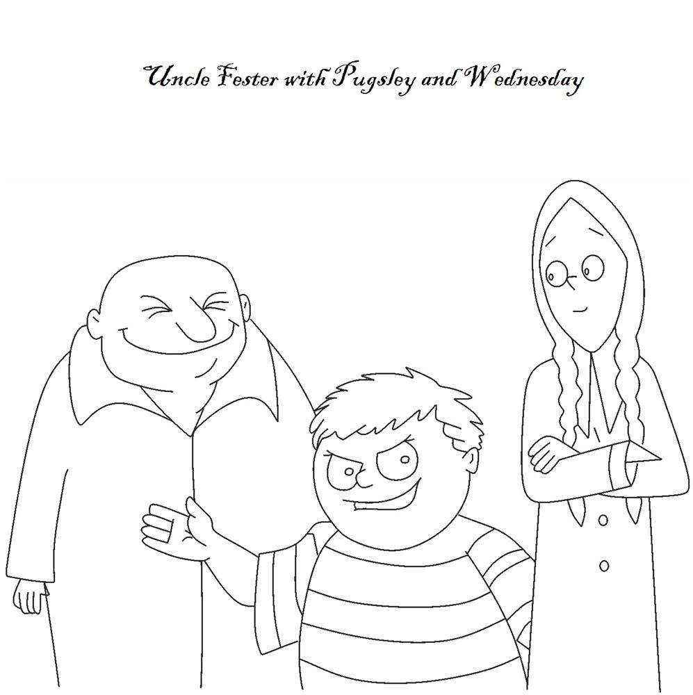 Uncle Fester with Wednesday & Pugsley
