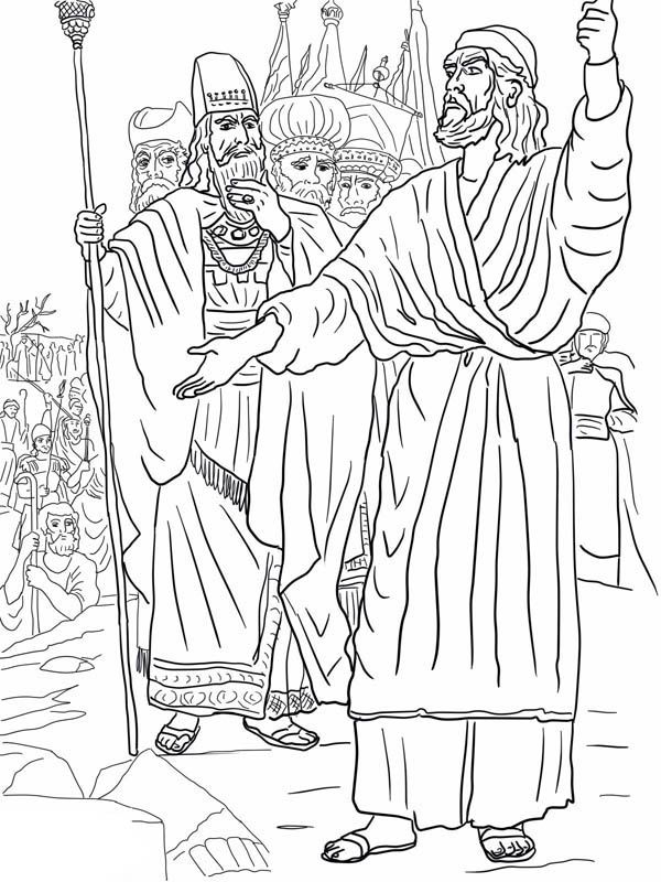 Elijah Ahab and Prophets of Baal on Mount Carmel Coloring Pages ...