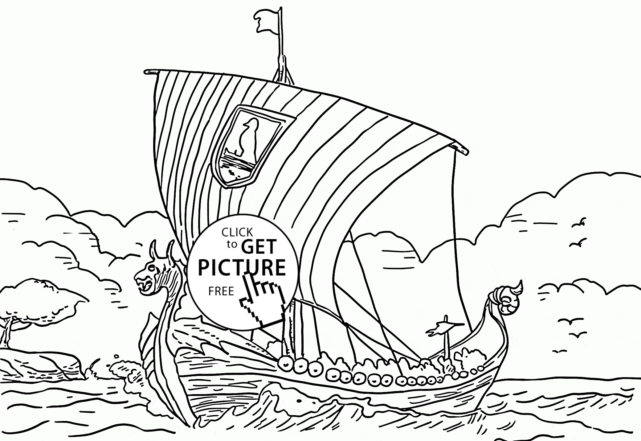 Viking Ship coloring page for kids, transportation coloring pages ...