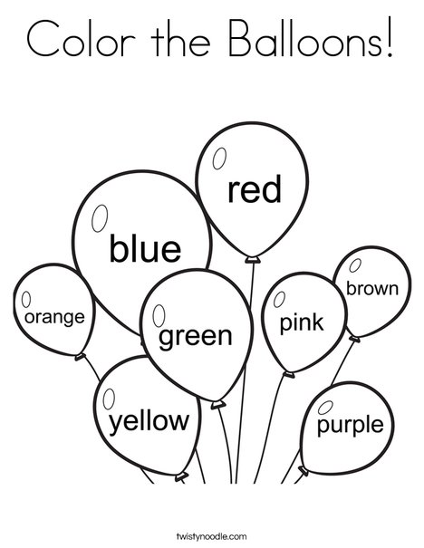 Color the Balloons Coloring Page - Twisty Noodle