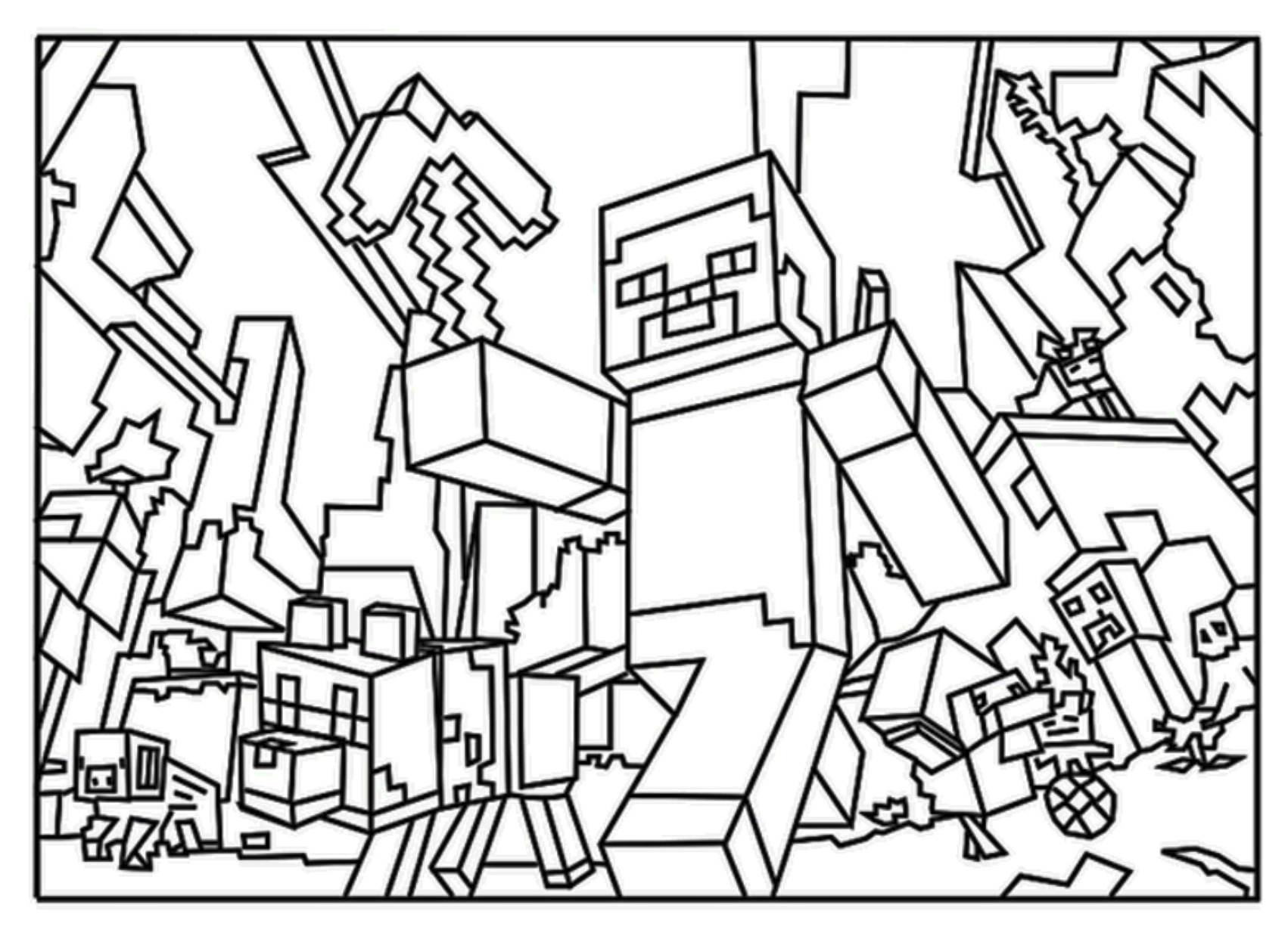 Coloring Pages : Minecraft Coloring Pages Axe Creeper ...