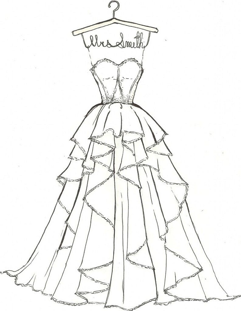Wedding Dress Coloring Pages for Girls | Activity Shelter