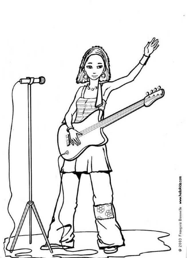 Singer with guitar coloring pages - Hellokids.com