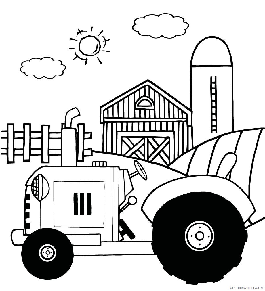 tractor coloring pages farm house barn Coloring4free ...