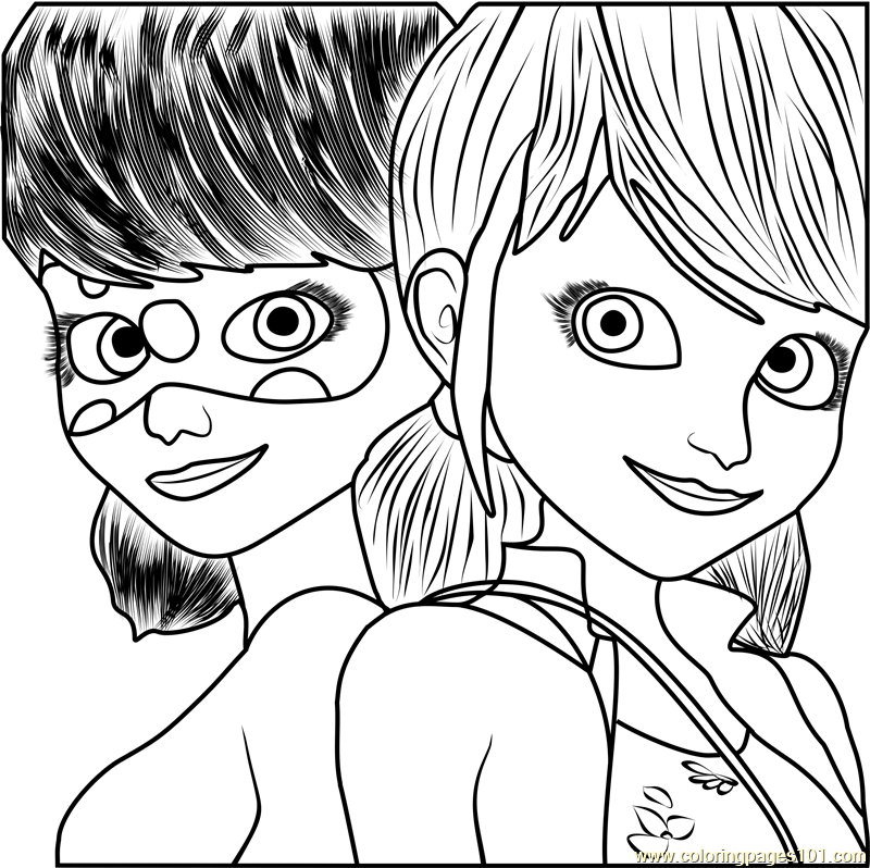 Ladybug and Cat Noir Coloring Page - Free Miraculous Ladybug Coloring Pages  : ColoringPages101.com