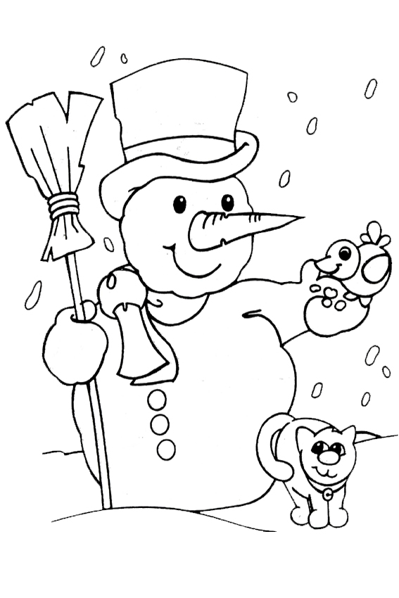 141 Animal Snow Day Coloring Page with disney character