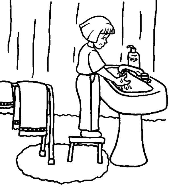 Washing Hand Before Sleep Coloring Pages : Coloring Sun