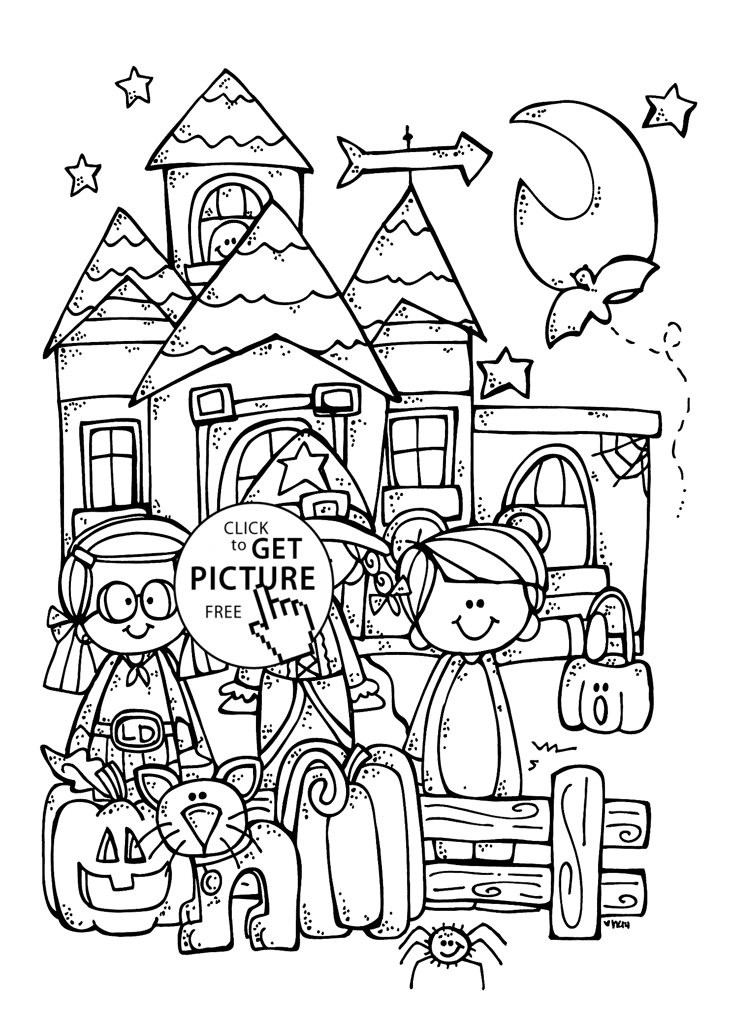 Funny kids and Halloween coloring page for kids, printable free ...