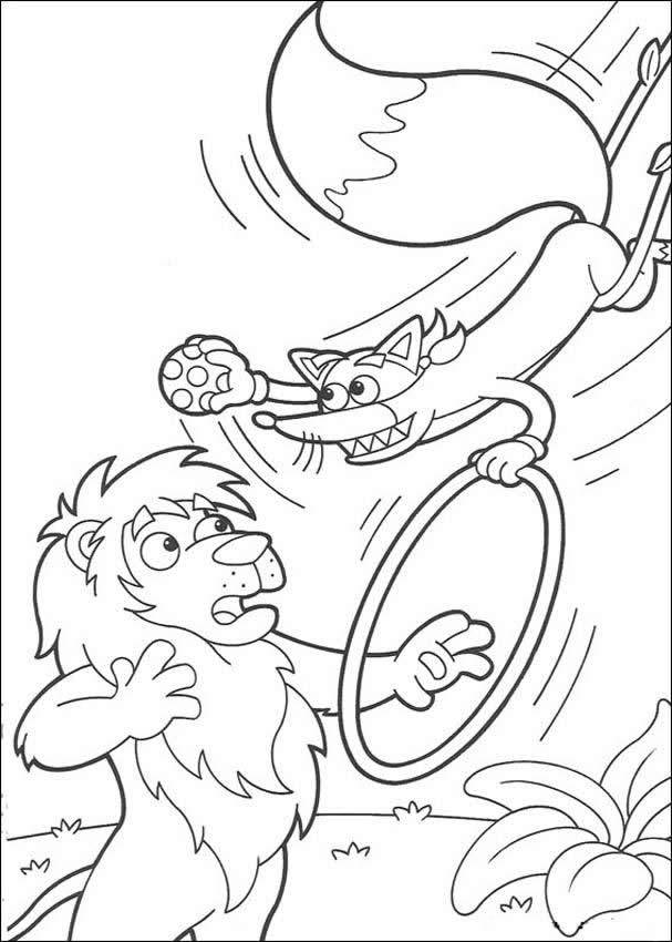 DORA THE EXPLORER coloring pages - Swiper the Fox acrobat