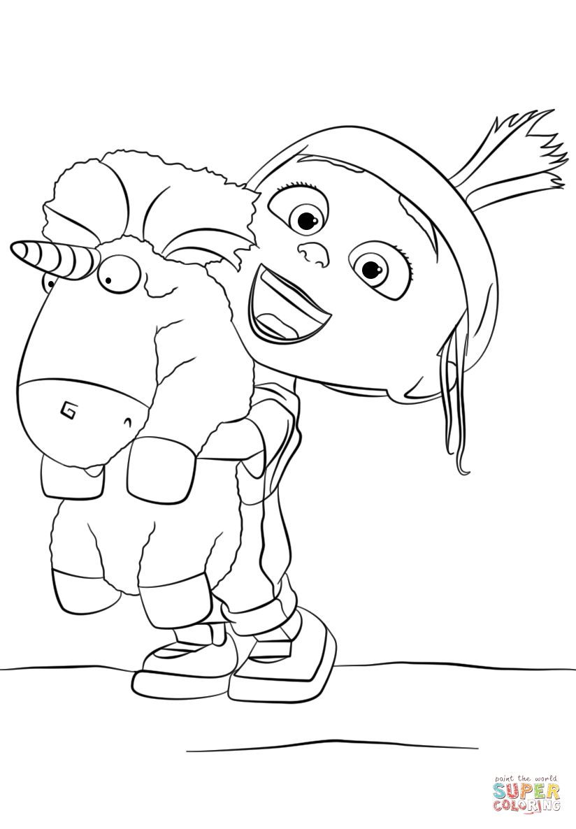 Agnes with Unicorn coloring page | Free Printable Coloring Pages
