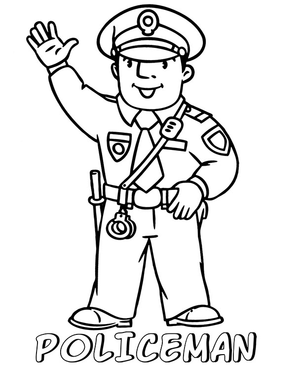 Printable policeman coloring page for kids - Topcoloringpages.net