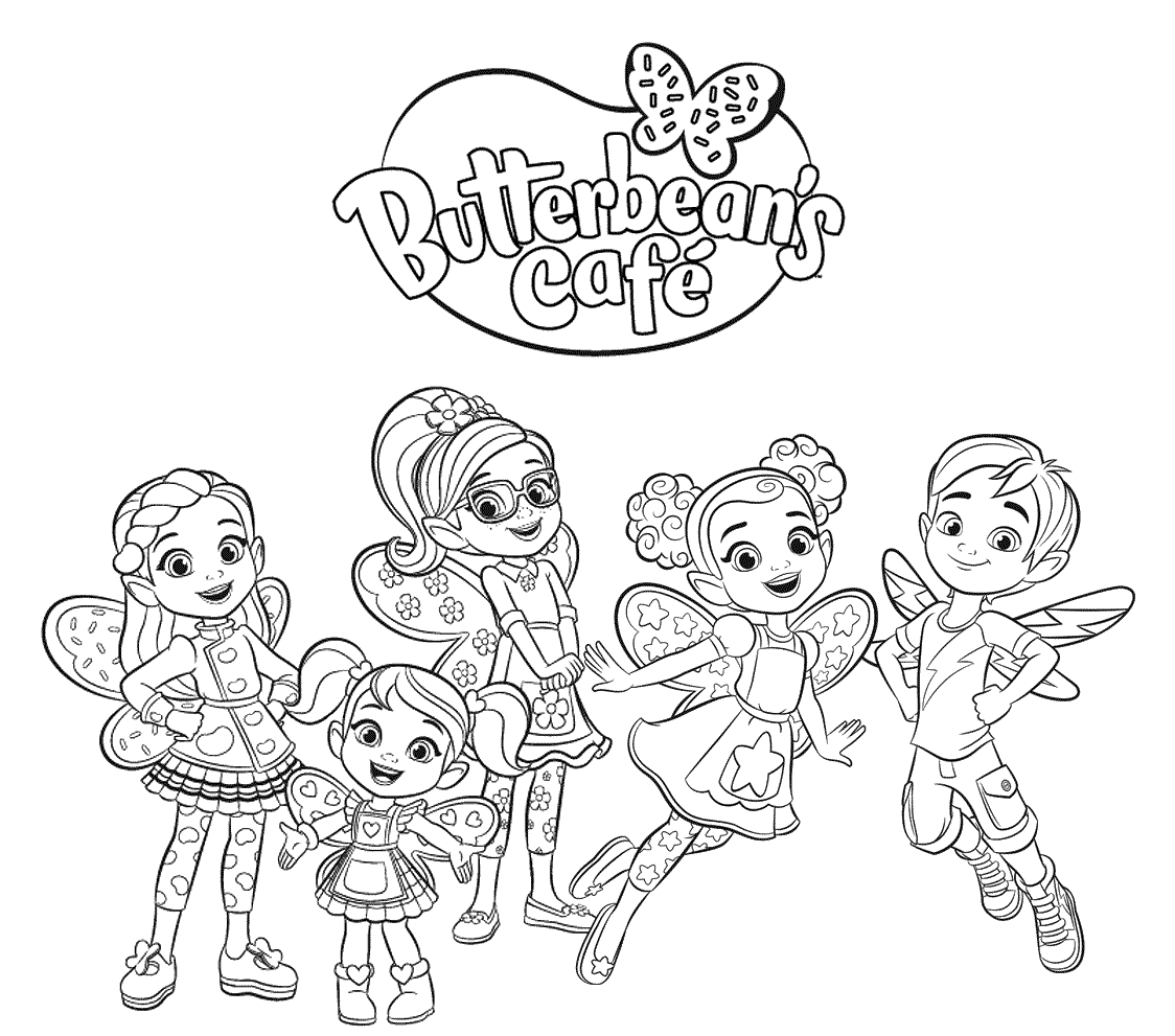 Butterbean's Café coloring book from cartoon to print and online