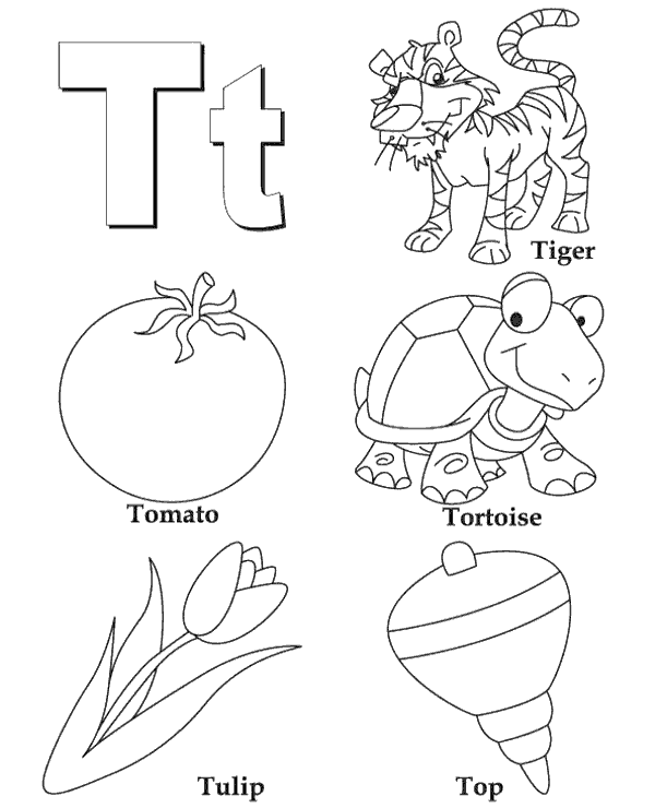 Letter t - educational coloring page - Topcoloringpages.net