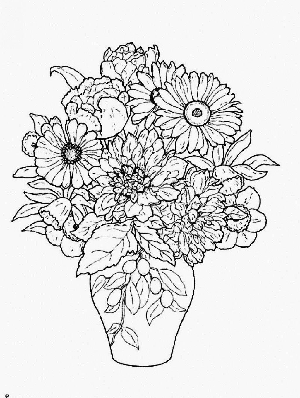 Coloring Pages Of Flowers In A Vase - Coloring