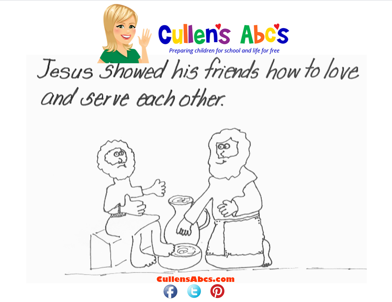 Bible Key Point Coloring Page | Jesus Washes Disciples Feet | John ...