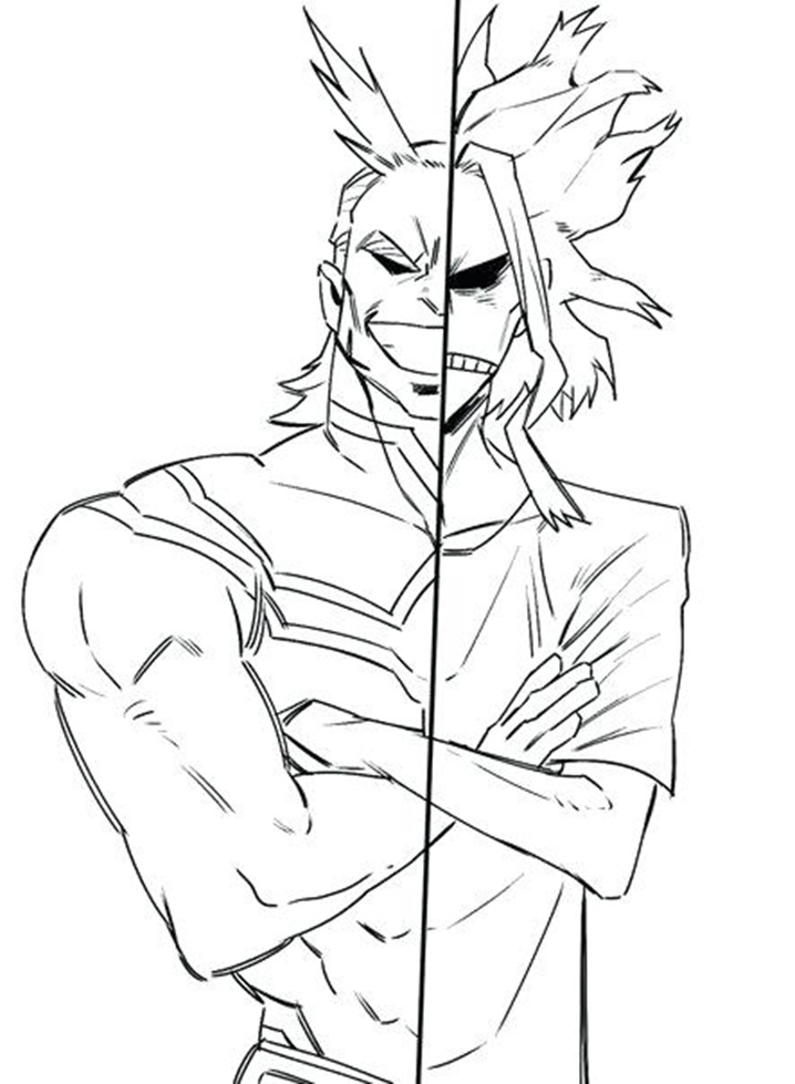 All Might in My Hero Academia Coloring Page - Free Printable Coloring Pages  for Kids