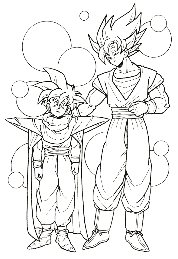 Dragon Ball Z Goku Son Gohan Son Embrace Coloring Pages For Kids ...