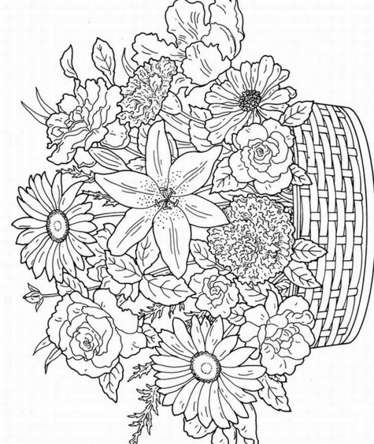 Detailed Coloring Pages For Adults Flowers