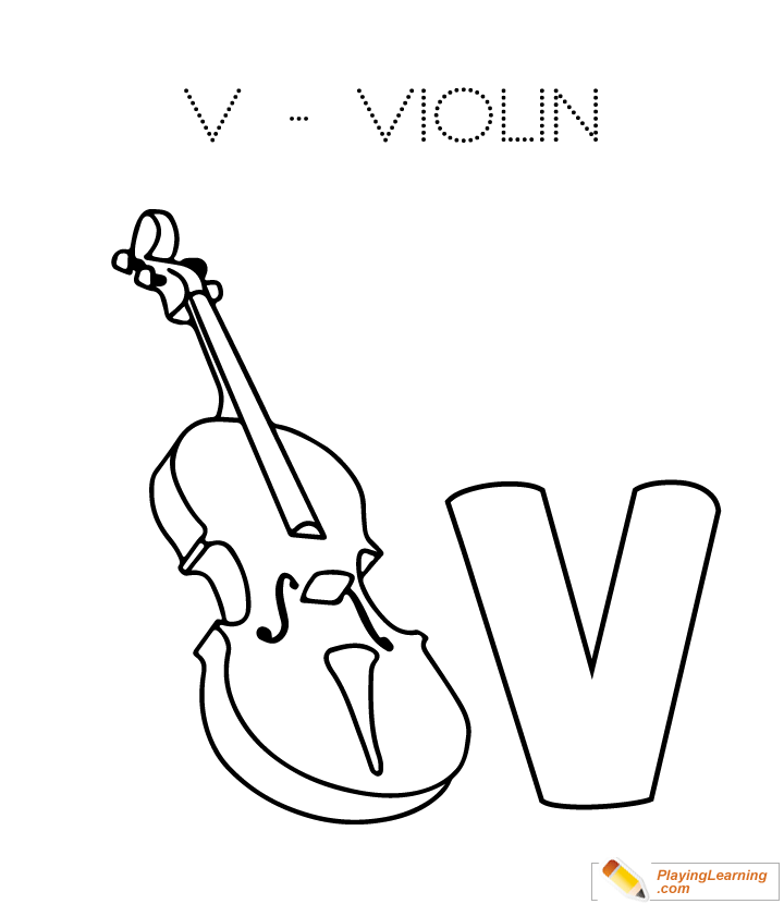 V Is For Violin Coloring Page | Free V Is For Violin ...