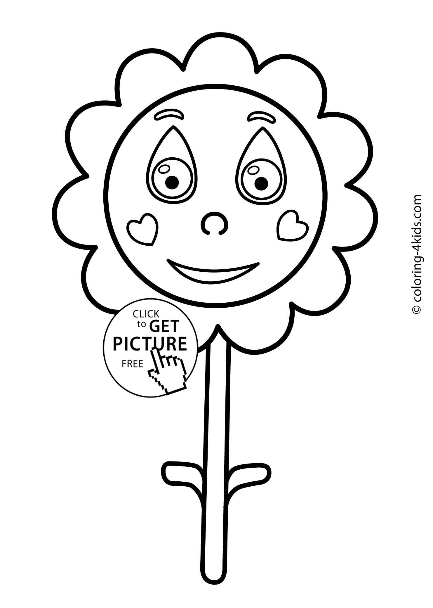 Flower coloring pages for kids, printable, 10 | coloing-4kids.com