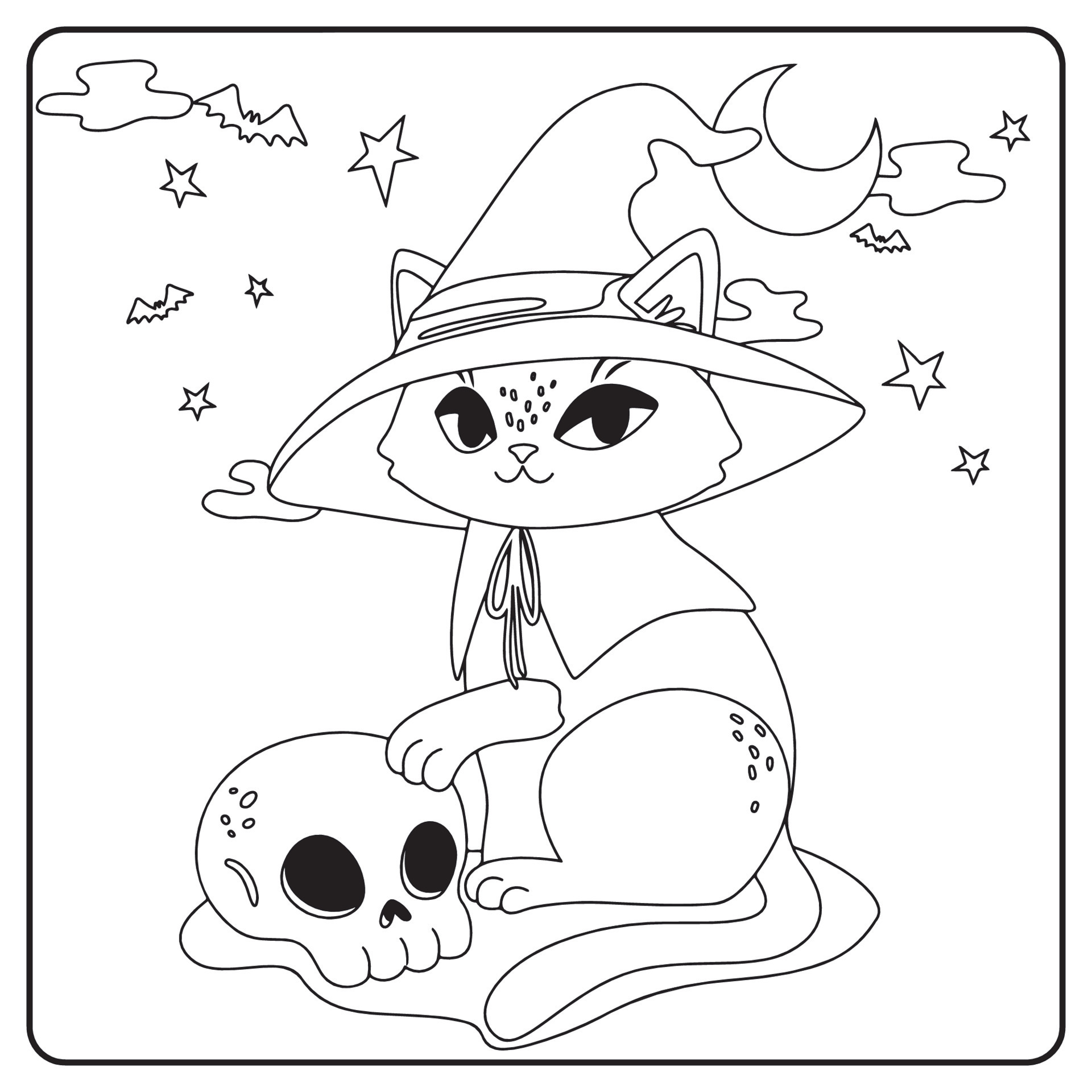 Halloween Cat Coloring Pages For Kids 8446170 Vector Art at Vecteezy