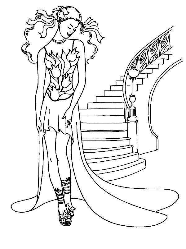 Tulips Dress Model Coloring Page : Coloring Sun