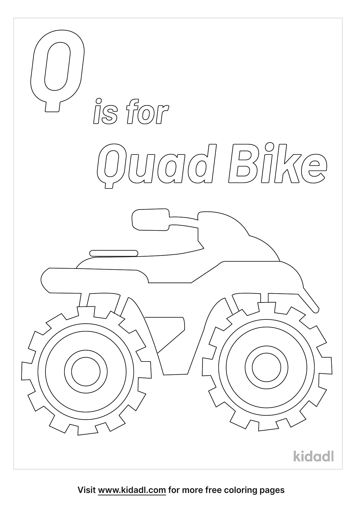 Q Is For Quad Bike Coloring Pages | Free Letters Coloring Pages | Kidadl