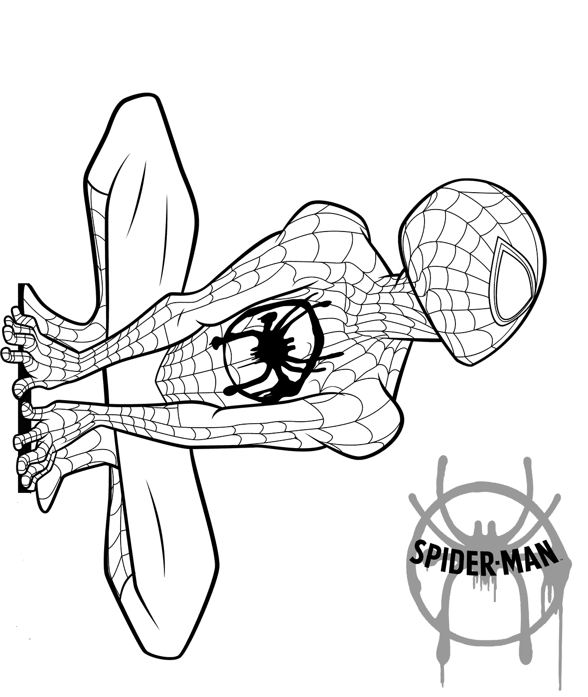 Spider Man Into The Spider Verse Coloring Page | Superman coloring pages,  Avengers coloring pages, Spider coloring page