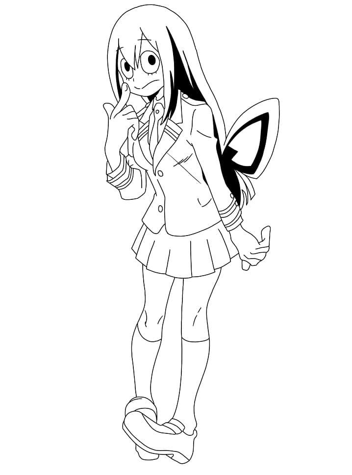 Printable Tsuyu Asui Coloring Pages - Anime Coloring Pages