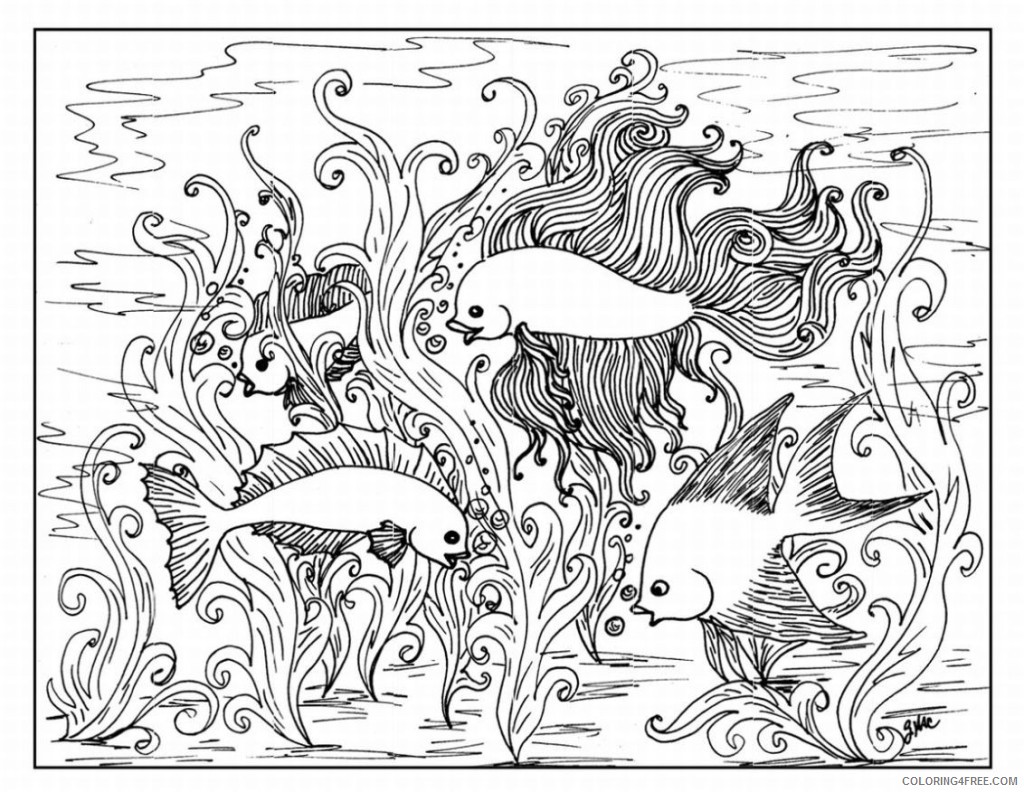 hard coloring pages of underwater ocean life Coloring4free -  Coloring4Free.com